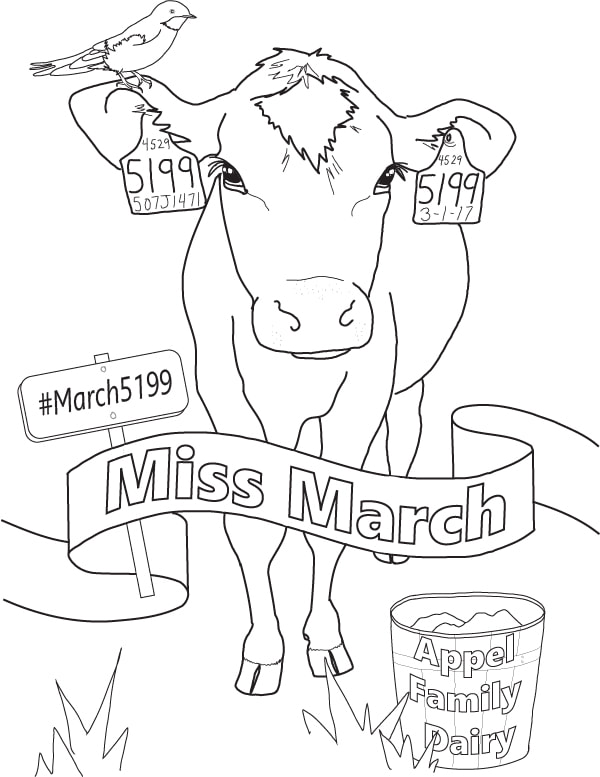 Miss March Cow Coloring page 
